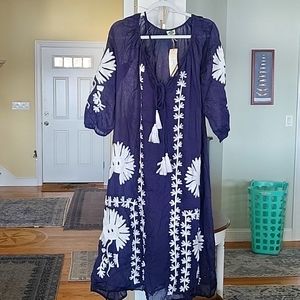 NWT -Dolma boutique summer dress- with sheath liner 100% cotton. 4 tassels.